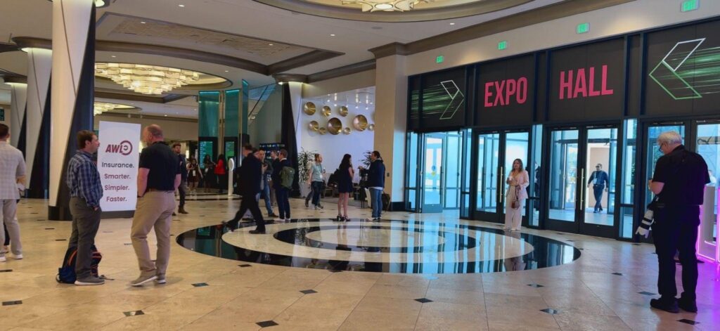 Attendees walking through the LeadsCon 2026 Expo Hall entrance in Las Vegas